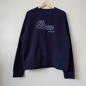Vintage Boca Fleece Sweatshirt Dark Blue Size Large 90s